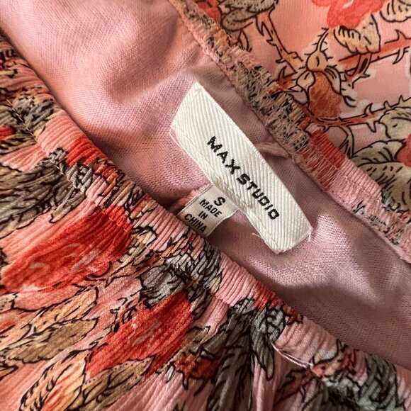 Floral Print Pleated Skirt By Max Studio S Polyester & Rayon Blend - Picture 2 of 8